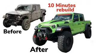 REBUILDING A WRECKED 2020 JEEP GLADIATOR IN 10 MINUTES