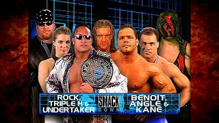 The Undertaker, The Rock & Triple H w/ Stephanie vs Kane, Kurt Angle & Chris Benoit 9/21/00 (1/2)