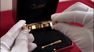 Unboxing Video | Cartier Love Bracelet, 4 Diamonds Yellow Gold