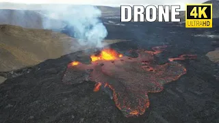 Meradalir Volcano lava rivers drew a fiery creature 😮 Seen from drone. 4K. 10.08.22