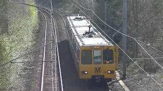 Tyne and Wear Metro - Metrocars 4040 and 4083 passing Bridge 2006B (Kingston Park)