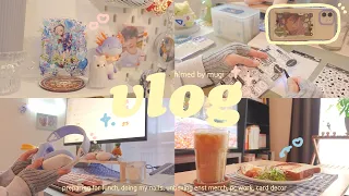 ENG) productive vlog🫡☁️┊a day in my life // doing my nails,unboxing game merch,card decor + more