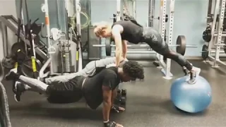 Emily Bett & Stephen Amell Workout routine +  Arrow comrades