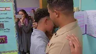 Navy Sailor surprises younger brother at Wake County school with Christmas homecoming