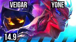 VEIGAR vs YONE (MID) | 3000+ games | KR Master | 14.9