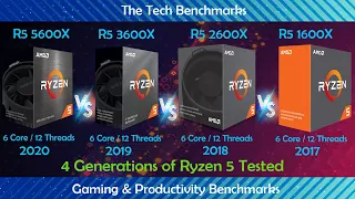 Ryzen 5 5600x vs Ryzen 5 3600x vs Ryzen 5 2600X vs Ryzen 5 1600X|4 Generation of Ryzen 5 Tested|