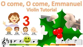 O come, O come Emmanuel sheet music and easy violin tutorial