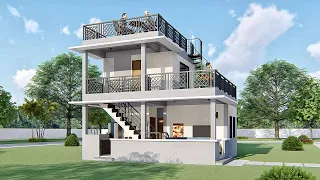 Vacation House Design Idea with Roof Top 3 Storey 3 Bedroom (6x7m/20x23ft) Model No.35