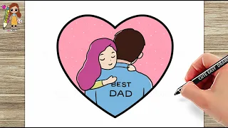 How to draw Father and Daughter | Father's Day, Cute Easy Drawing - BEST DAD