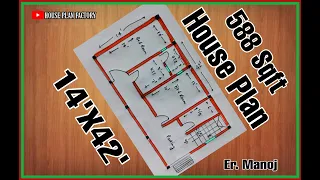 14 x 42 HOUSE PLAN II 14 X 42 GHAR KA NAKSHA II 14X42 HOUSE DESIGN || 588 SQFT HOUSE PLAN