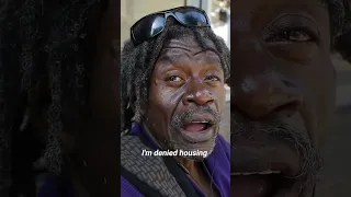 Homeless man on the streets ever since he got out of prison.