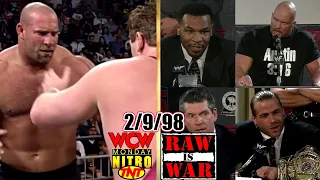 WCW Nitro vs. WWF RAW - February 9, 1998 Full Breakdown - Goldberg vs Regal - Hogan v Savage - WM PC