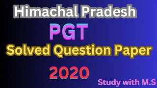 Political Science PGT (Post Graduate Teacher) 2020 / Solved Question Paper Himachal Pradesh/ By M.S