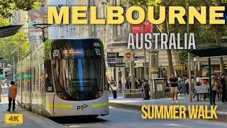 Melbourne Australia Summer Walk 4K |Melbourne CBD walk 4K