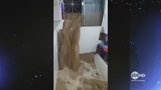 Chuva em Florianópolis inunda casa e assusta moradores