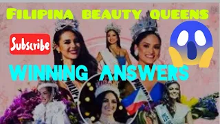 Witty Filipina Beauty Queens winning answers.Sana all matalino.