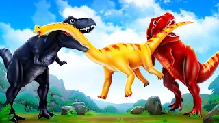 2 Evil Dinosaurs vs Brachiosaurus - Dinos Friends Rescue | Jurassic World Fights Cartoons 2024