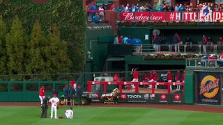 Fan Falls Into Bullpen Apparently Trying to Retrieve Ball, Comes to Feet Before Leaving on Stretcher