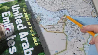 ASMR ~ United Arab Emirates History & Geography ~ Soft Spoken Map Tracing Page Turning