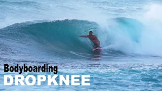 Dropknee Bodyboarder Hits Lip on North Shore Wave