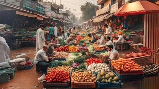 Colors and Sounds of an Indian Farmer's Market | 4k 60fps Walking Tour