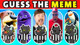 Guess The Meme! Toothless, MrBeast, Grimace, Freddy Fazbear, IShowSpeed, UwU, Happy Cat, Skibidi