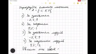 Упорядкуйте елементи множини A = -2, 9, 7
