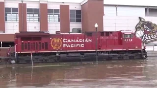 CP #475 with Five units and a DPU in the flood waters Davenport, IA March 28, 2019