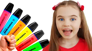 Poli pretends to play with her Magic Pen Preschool toddler learn color