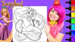 Coloring Rapunzel Tangled Disney Princess GIANT Coloring Page Prismacolor Markers | KiMMi THE CLOWN