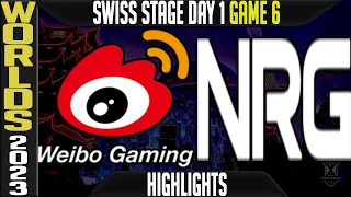 WBG vs NRG Highlights | Worlds 2023 Swiss Stage Day 1 Round 1 | Weibo Gaming vs NRG