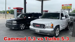 Turbo AWD 5.3 Yukon Vs Cammed 5.3 Tahoe (Ls cam swap!)