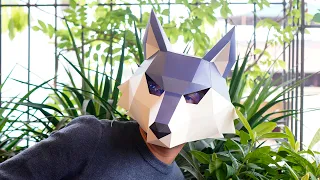 How to diy papercraft wolf mask | Lowpoly wolf mask | 3D paper mask