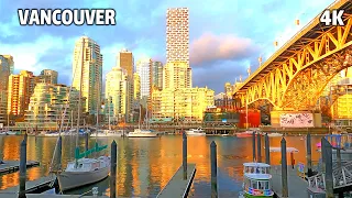 🇨🇦 4K WALK CANADA -  Evening Walk. Downtown Vancouver BC, Canada. March 02 2023.