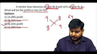 A vendor buys bananas at 9 for Rs 8 and sells at ........................? (#SSCCGL Maths Questions)