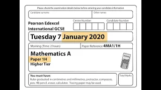 IGCSE Mathematics January 2020 - 4MA1/1H