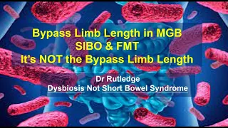 Dr Rutledge: It’s NOT the Bypass Limb Length in MGB.   Dysbiosis Not Short Bowel Syndrome