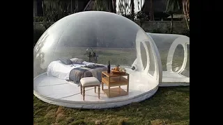 4m dia. dome transparent inflatable camping bubble tent with capsule tunnel