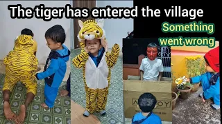 The tiger has entered the village,funny scene of tiger 🐅|ghost came in the percel box 📦 #viralvideo
