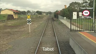 Drivers view: Maryborough Railway Station to Ballarat Railway Station.