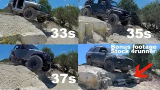 33s vs 35s vs 37s off 3ft drop + Stock 4runner bonus footage