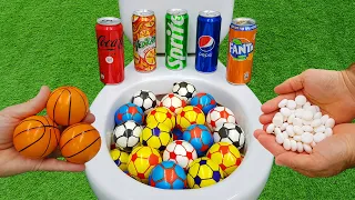 Basketball VS Football, Coca Cola Zero, Pepsi, Fanta, Sprite, Yedigün and Mentos in the toilet