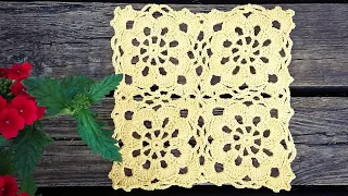 Crochet Floral Square Motif Easy Tutorial Part 2 of 2 How To Join As You Go