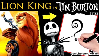 Draw Lion King Tim Burton Style | AMAZING New Art Challenge | Mei Yu Fun Friday