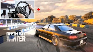 Toyota Cresta WINTER Drifts at MEIHAN (4K)- Assetto Corsa PC (w/900° Steering Wheel Setup)