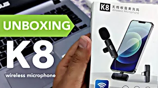 K8 Wireless microphone Unboxing 🔥 | Wireless Mic For Android and iPhone