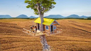 Build The Most Beautiful Tree house Villa Under The Hot of Dry Season