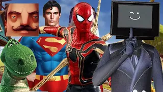 Hello Neighbor - My New Neighbor Superman Spider-Man Infinity Rex Skibidi Toilets TV Man Gameplay