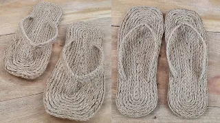 DIY! Slipper Making Idea With Jute Rope || Best out of waste Jute rope Sandal Making Craft #543