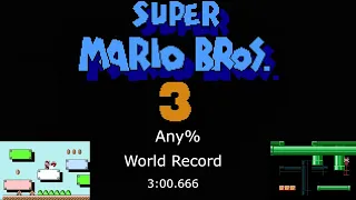 Super Mario Bros. 3 Any% Speedrun in 3:00.666 (World Record)